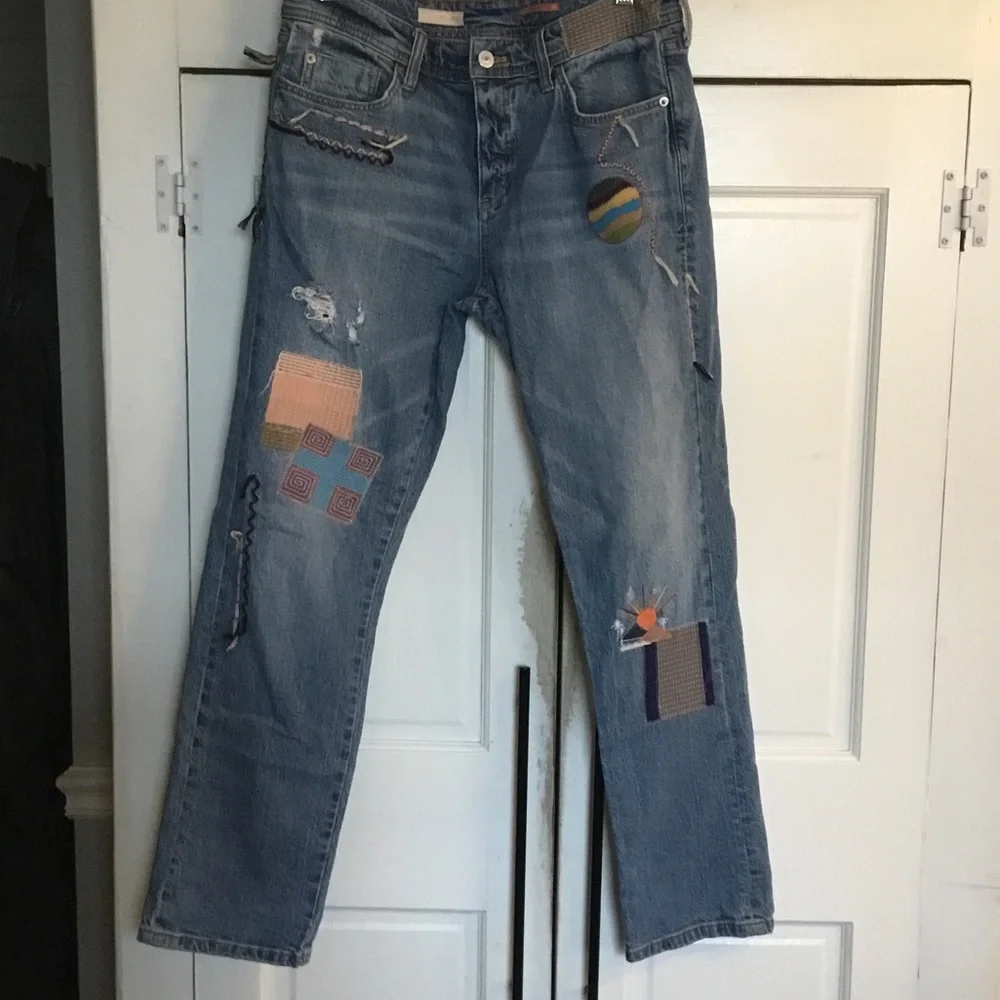 Anthropologie Blue Patchwork Jeans - Picture 2 of 7